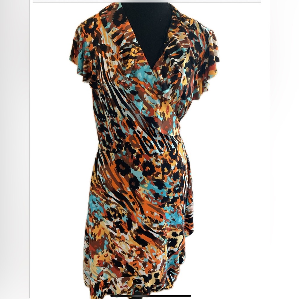 Tiana B. Vibrant  Print Full Wrap Midi Dress